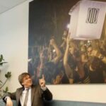 Santos Cerdán y Puigdemont bajo la foto de la traición del referéndum ilegal