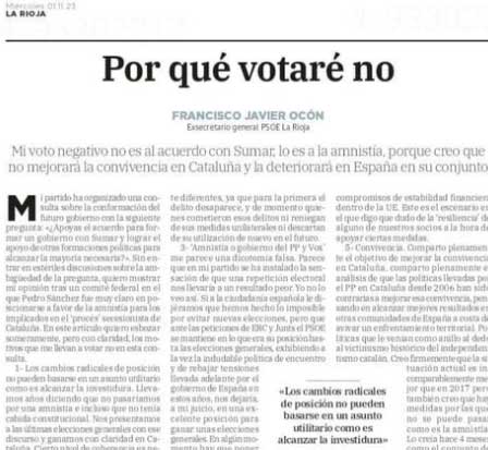 Ocón se rebela contra la secta de Sánchez y el golpe de Estado de ERC y Junts