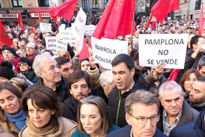 Fuerte tensión en Pamplona ante el pacto de la infamia de Sánchez con Otegi