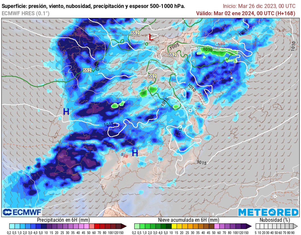 Una borrasca subtropical podría traer lluvias a España en Nochevieja