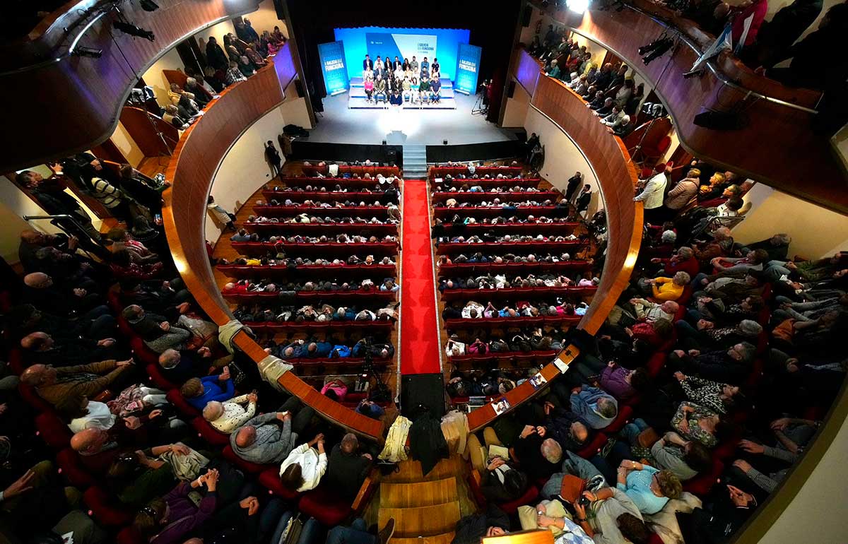 Alfonso Rueda (PP), Ana Pontón (BNG), José Ramón Gómez Besteiro (PSOE) y Marta Irene Lois (Sumar)