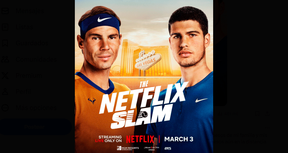Rafa Nadal y Carlos Alcaraz, el duelo generacional en The Netflix Slam Rafa Nadal y Carlos Alcaraz, el duelo generacional en The Netflix Slam