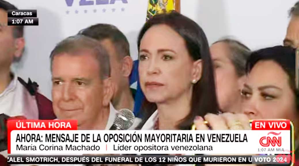 María Corina proclama ganador a Edmundo con el 70% de los votos y pide protección al Ejército María Corina proclama ganador a Edmundo con el 70% de los votos y pide protección al Ejército