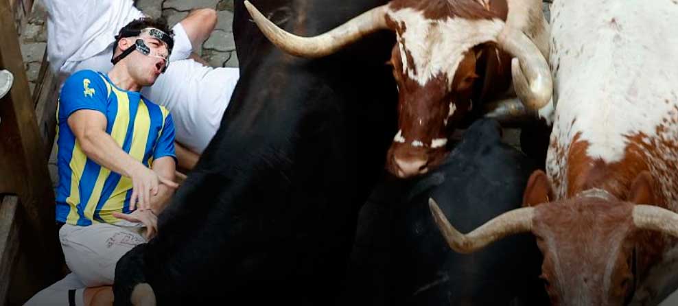 Hubo pánico en Pamplona con los toros rápidos y muy peligrosos de Victoriano del Río