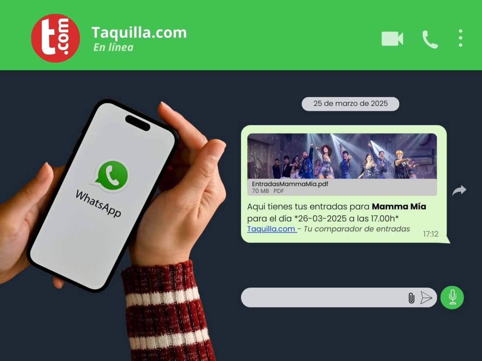 Taquilla.com implementa el envío de entradas por WhatsApp para mejorar el proceso de compra
