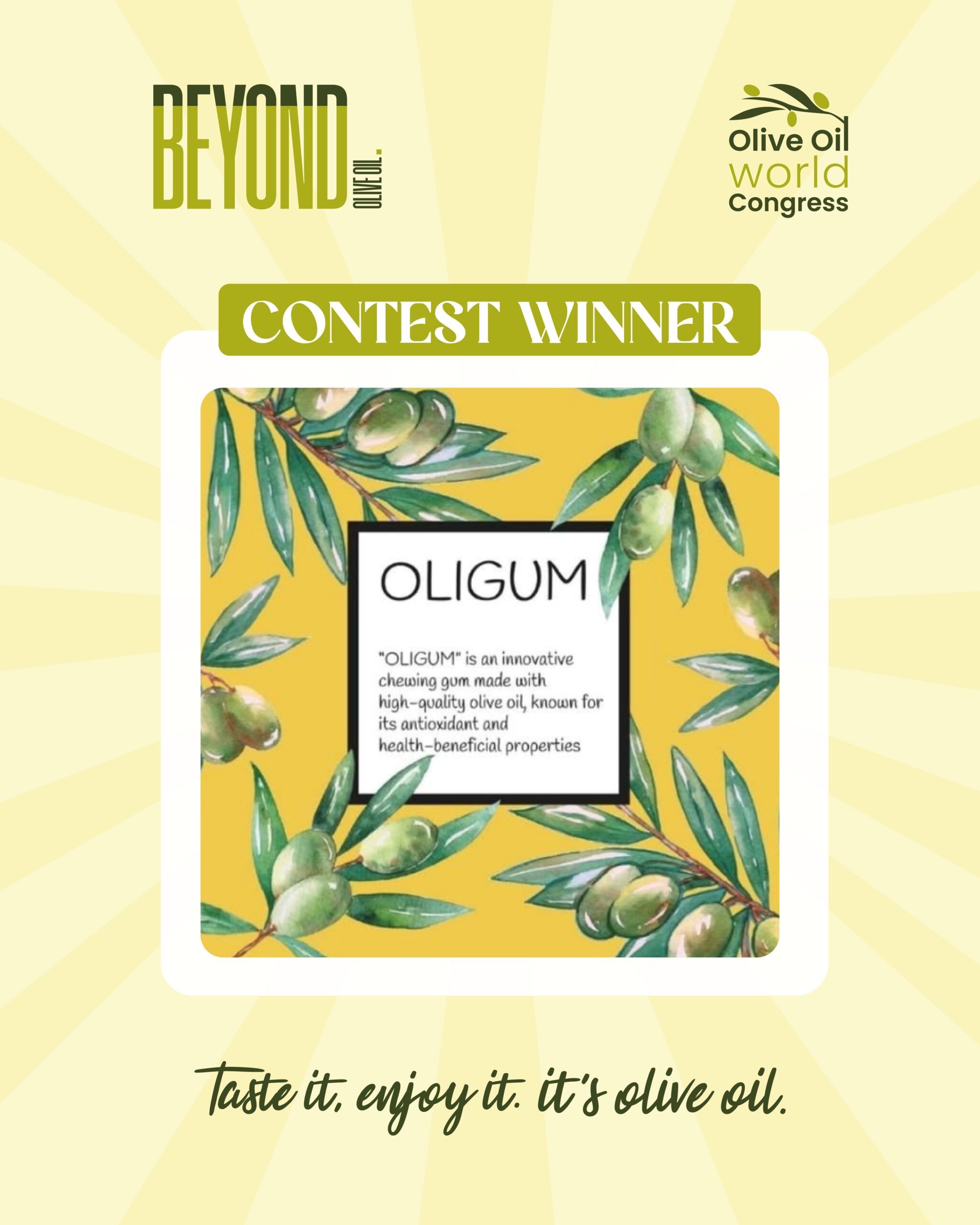 ‘OLIGUM’, el primer chicle antiedad a base de AOVE, ganador del ‘Beyond Olive Oil’