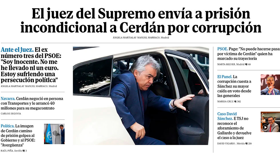 Santos Cerdán en la cárcel, grave terremoto para Sánchez en plena cumbre de la ONU