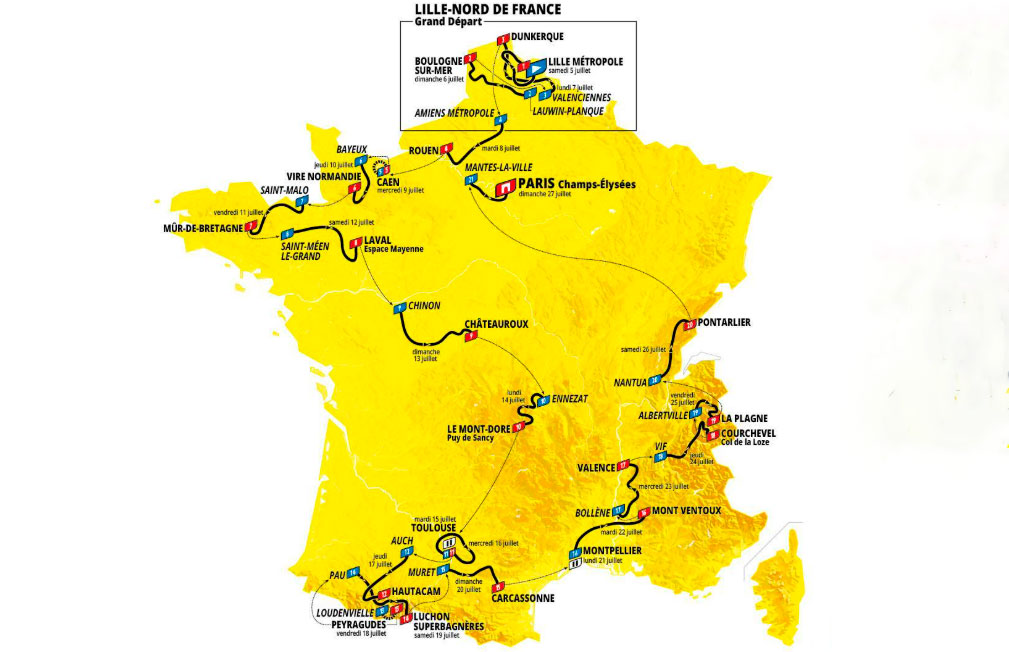 El Tour 2025 es montañoso, con menos esprints, dos contrarrelojes y con guiños a sus iconos y estrellas