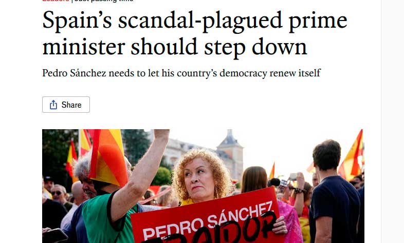 Prostitutas, corrupción, Koldo y Ábalos, y sin Presupuestos, sentencia de The Economist