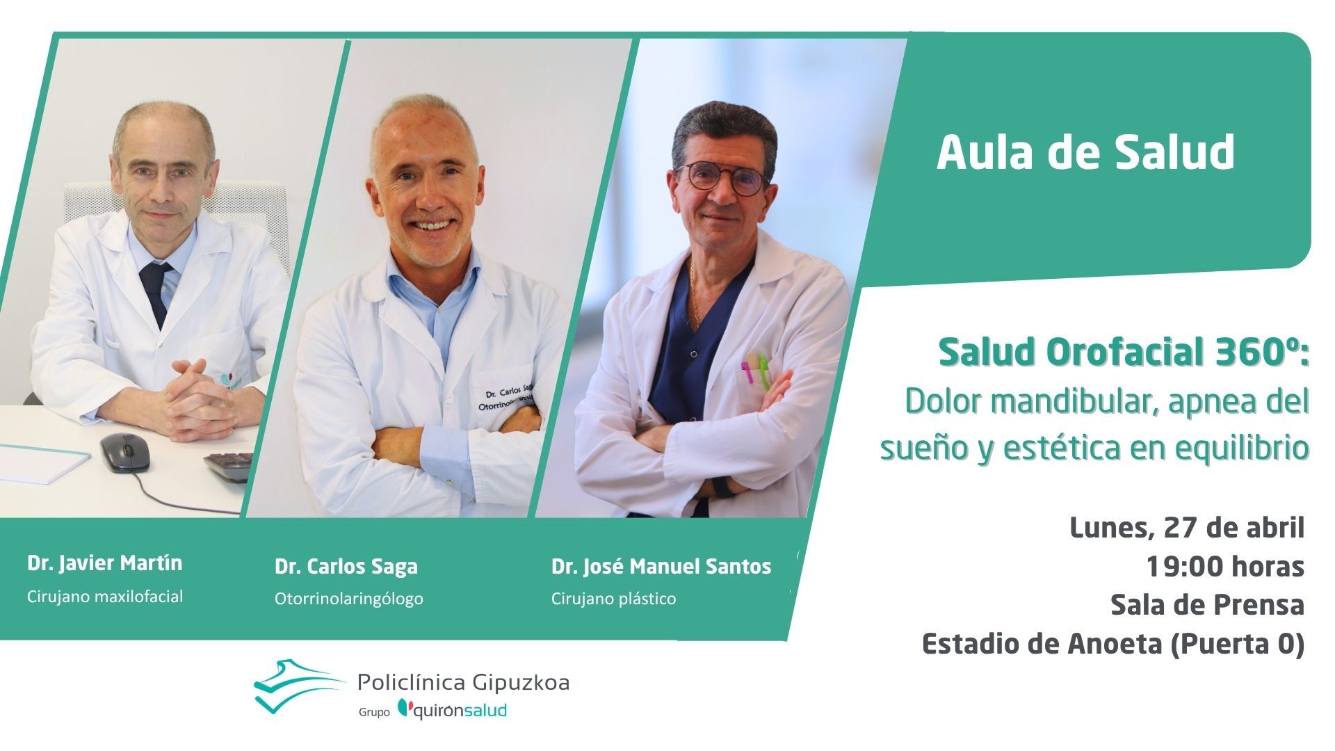 Expertos de Policlínica Gipuzkoa ofrecen una charla sobre las nuevas técnicas quirúrgicas con 3D y los tratamientos para mejorar la salud mandibular y el equilibrio facial