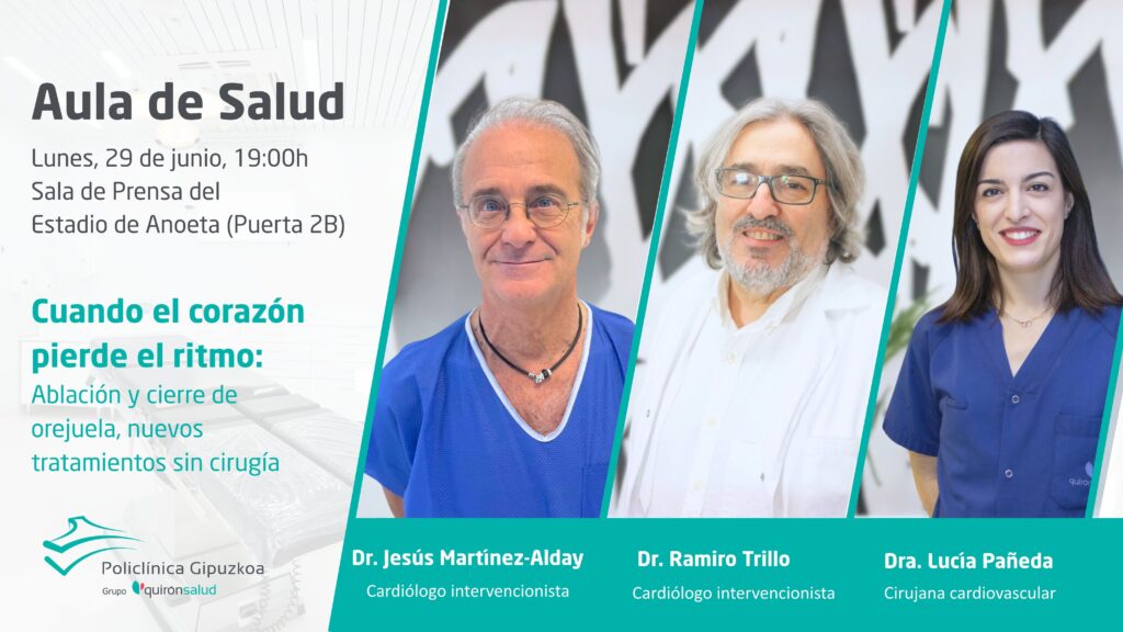 Expertos de Policlínica Gipuzkoa abordan los tratamientos más avanzados para las arritmias y la prevención del ictus sin cirugía