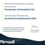 El Grupo Educativo Formación Universitaria reconocido con el Certificado Plimsoll de Excelencia Empresarial 2025