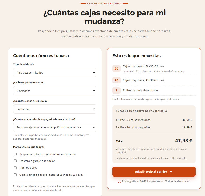 Be Yours lanza una calculadora gratuita que estima cuántas cajas de cartón necesita cada mudanza
